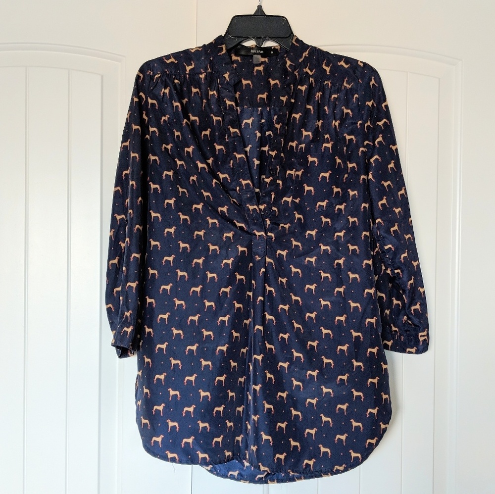 Modcloth Fun 2 Fun Medium Tunic with Dog Print